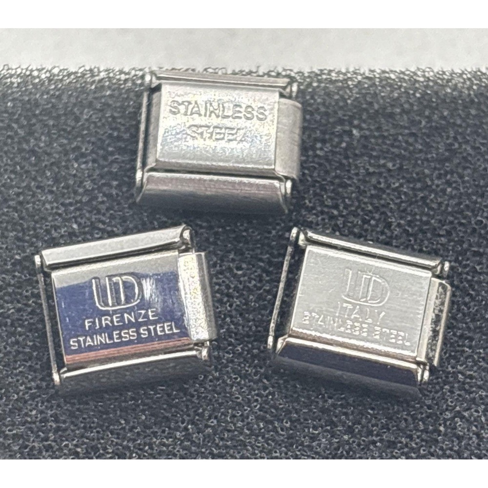 UD Italy Stainless Steel 18k Gold Italy Modular Lot 3 Charms Cat Baseball Quilt - Picture 4 of 5